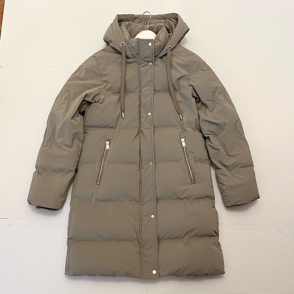 Zara Taupe Hooded Quilted Puffer Coat Size XS - Picture 2 of 16